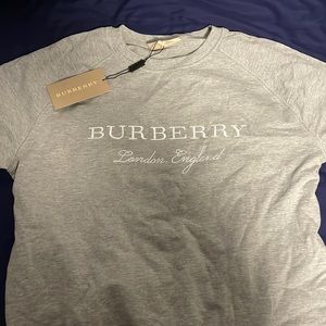 BURBERRY© SWEATSHIRT LOGO INTARSIA-WOOL BEND ASH